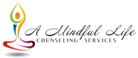Colorful abstract figure with text A Mindful Life Counseling Services logo design